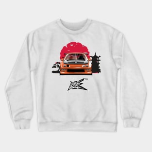 integra type r racecar lowered orange Crewneck Sweatshirt